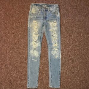Hi-Rise Light-washed Ripped Jeggings